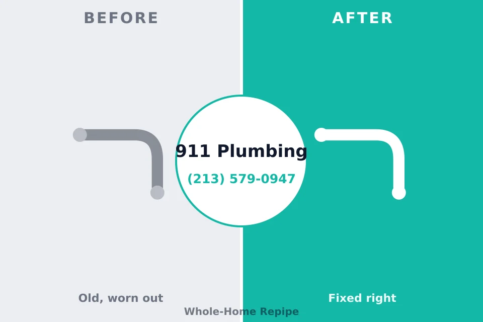 Before and after: plumbing repair Fair Plain, MI